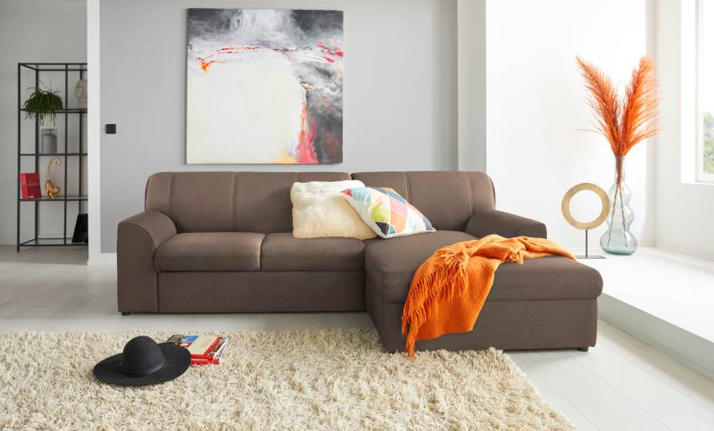 DOMO collection Ecksofa »Topper, elegant und zeitlos, kompaktes Stellmass 245/155cm, L-Form«, mit Recamiere, wahlweise mit Schlaffunktion von DOMO collection