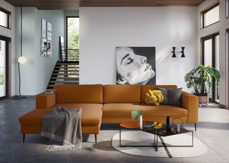 DOMO collection Ecksofa »Modica, zeitlos und elegant, L-Form«, moderne Optik mit extrabreiter Recamiere, auch in Cord von DOMO collection