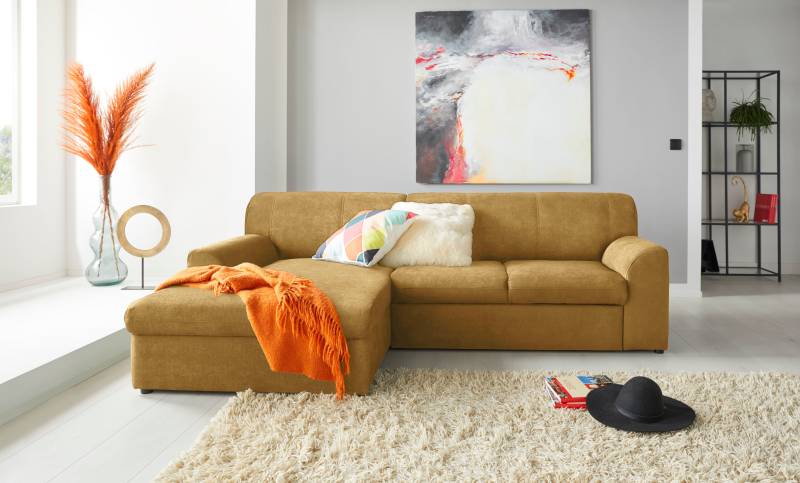 DOMO collection Ecksofa »Topper, elegant und zeitlos, kompaktes Stellmass 245/155cm, L-Form«, mit Recamiere, wahlweise mit Schlaffunktion von DOMO collection