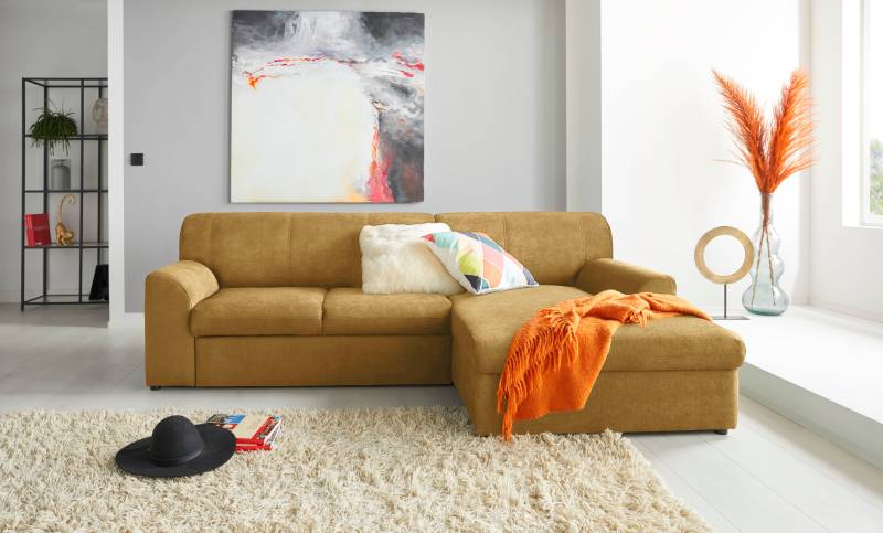 DOMO collection Ecksofa »Topper, elegant und zeitlos, kompaktes Stellmass 245/155cm, L-Form«, mit Recamiere, wahlweise mit Schlaffunktion von DOMO collection