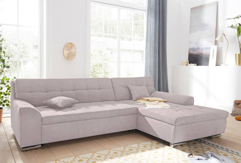 DOMO collection Ecksofa »Aversa, moderne Steppung im Sitz und Rücken, geschwungene Armlehnen,«, L-Form, wahlweise mit Bettfunktion von DOMO collection