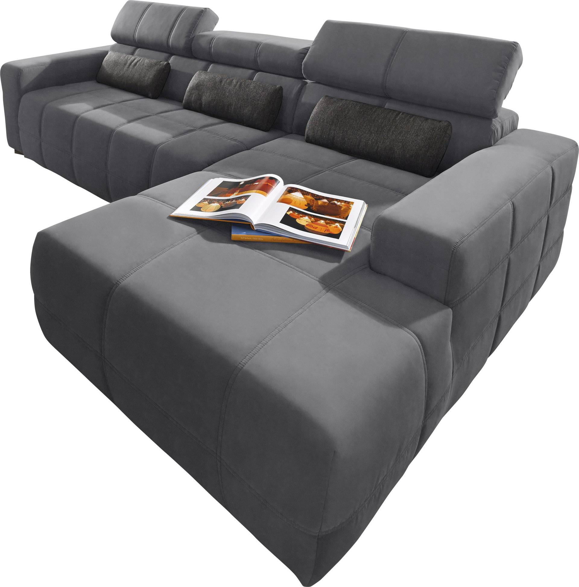 DOMO collection Ecksofa »Brandon Sitzbelastung 140 kg, grosse Ausführung, B/T/H: 289/177/80 cm«, mit Kopfteilverstellung, wahlweise Sitztiefenverstellung, L-Form von DOMO collection