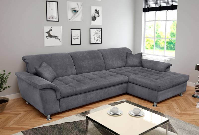 DOMO collection Ecksofa »Franzi Steppung im Sitzbereich B7T/H: 278/162/80 cm, L-Form«, wahlweise mit Bettfunktion, Bettkasten und Kopfteilverstellung von DOMO collection