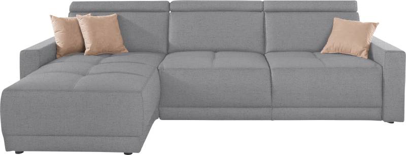 DOMO collection Ecksofa »Ava mit moderner Sitzheftung & toller Doppelnaht, komfortabel, L-Form«, mit Recamiere, inkl. Federkern, wahlweise mit Kopfteilverstellungen von DOMO collection