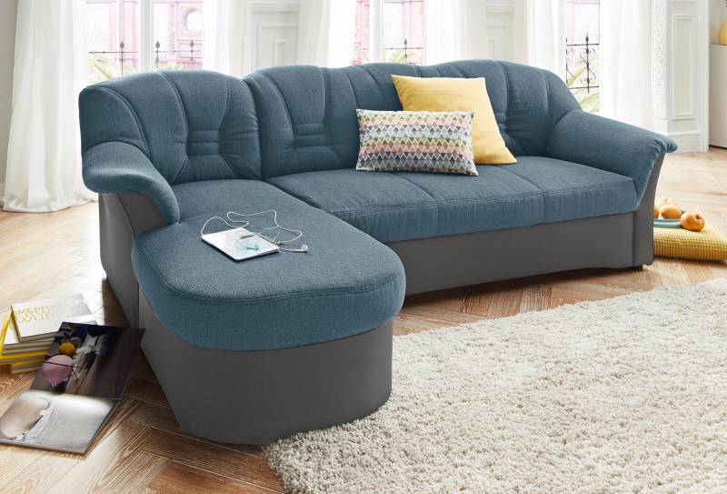 DOMO collection Ecksofa »Elva, zeitlose Formensprache, elegante Rückensteppung, L-Form«, wahlweise mit Bettfunktion und Federkern von DOMO collection