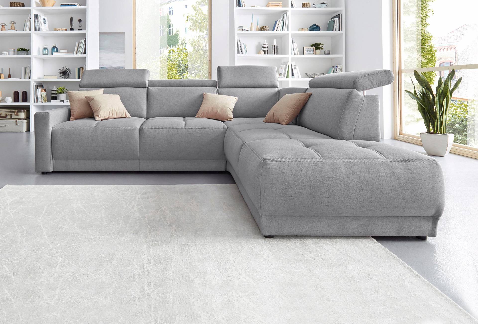 DOMO collection Ecksofa »Ava, moderne Sitzheftung mit toller Doppelnaht, komfortabel, L-Form«, mit Ottomane, inkl. Federkern, wahlweise mit Kopfteilverstellungen von DOMO collection