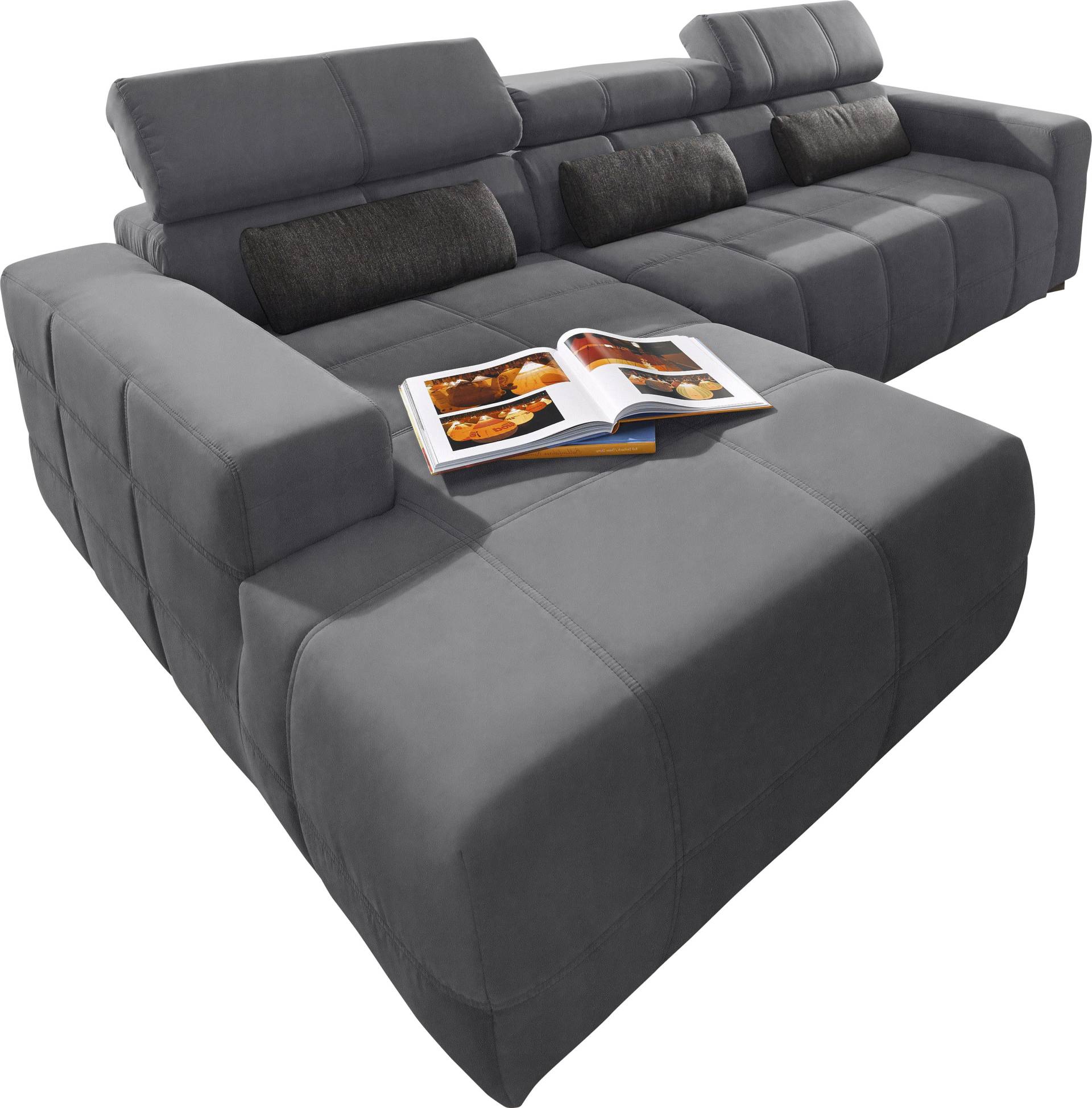 DOMO collection Ecksofa »Brandon Sitzbelastung 140 kg, grosse Ausführung, B/T/H: 289/177/80 cm«, mit Kopfteilverstellung, wahlweise Sitztiefenverstellung, L-Form von DOMO collection