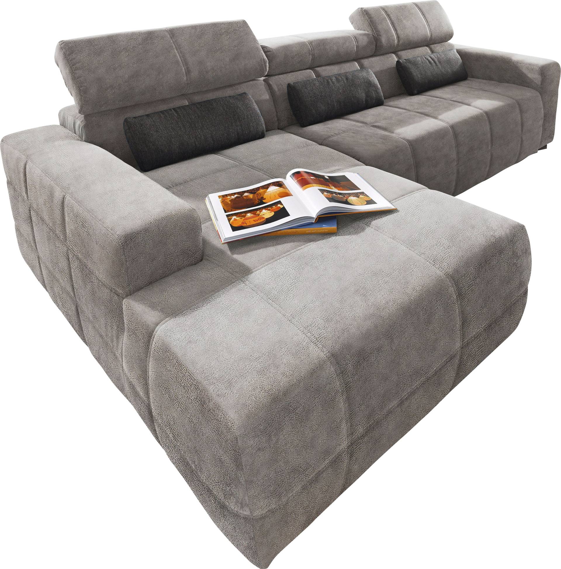 DOMO collection Ecksofa »Brandon grosse Ausführung B/T/H: 289/177/80 cm, auch in Leder und Cord«, mit Kopfteilverstellung, wahlweise Sitztiefenverstellung, L-Form von DOMO collection