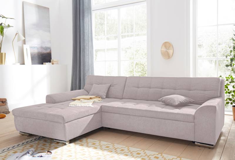 DOMO collection Ecksofa »Aversa, moderne Steppung im Sitz und Rücken, geschwungene Armlehnen,«, L-Form, wahlweise mit Bettfunktion von DOMO collection