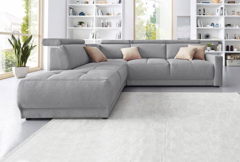 DOMO collection Ecksofa »Ava, moderne Sitzheftung mit toller Doppelnaht, komfortabel, L-Form«, mit Ottomane, inkl. Federkern, wahlweise mit Kopfteilverstellungen von DOMO collection