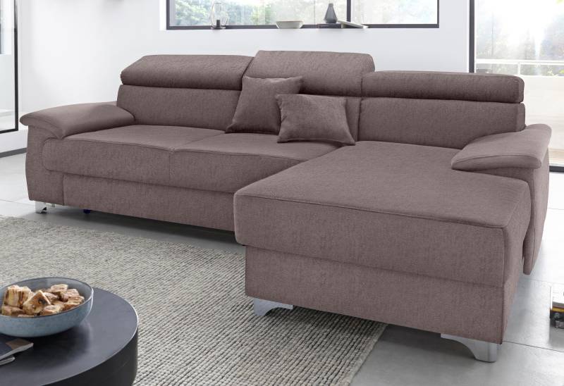DOMO collection Ecksofa »Mira, inklusive Kopfteilverstellung für mehr Wohlfühlkomfort, L-Form«, wahlweise mit Bettfunktion und Bettkasten, elegant und modern von DOMO collection