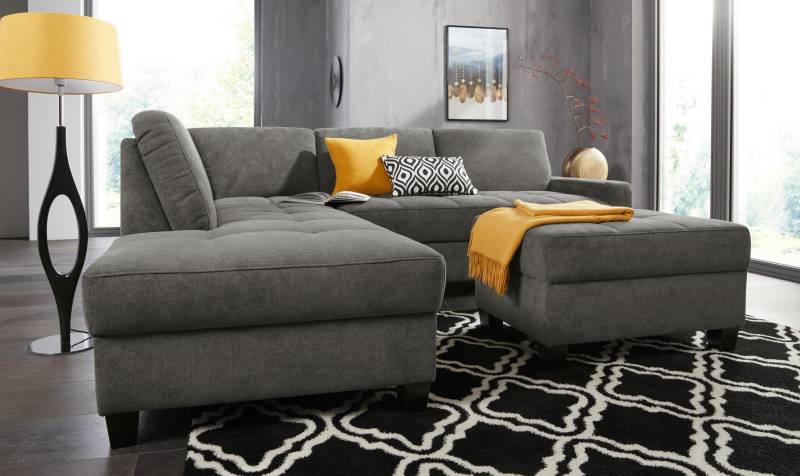 DOMO collection Ecksofa »Florentina zeitlos und elegant, Sitznähte als Designelement, L-Form«, wahlweise mit Bettfunktion, mit Kontrastnaht, Komfortsitzhöhe 47cm von DOMO collection