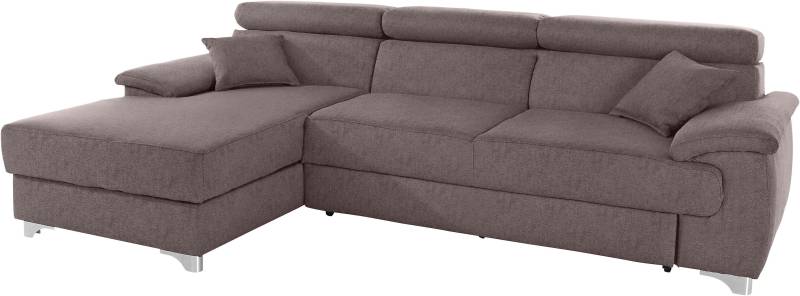 DOMO collection Ecksofa »Mira, inklusive Kopfteilverstellung für mehr Wohlfühlkomfort, L-Form«, wahlweise mit Bettfunktion und Bettkasten, elegant und modern von DOMO collection