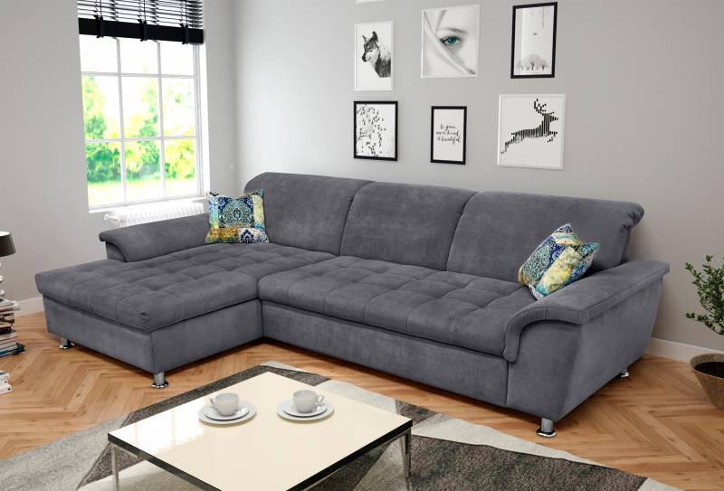 DOMO collection Ecksofa »Franzi Steppung im Sitzbereich B7T/H: 278/162/80 cm, Schlafsofa«, wahlweise mit Bettfunktion, Bettkasten und Kopfteilverstellung von DOMO collection