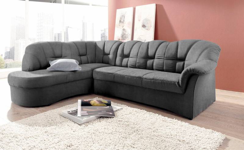 DOMO collection Ecksofa »Papenburg, zeitlose Rückensteppung, elegante Armlehne, L-Form«, mit Ottomane, wahlweise mit Bettfunktion von DOMO collection