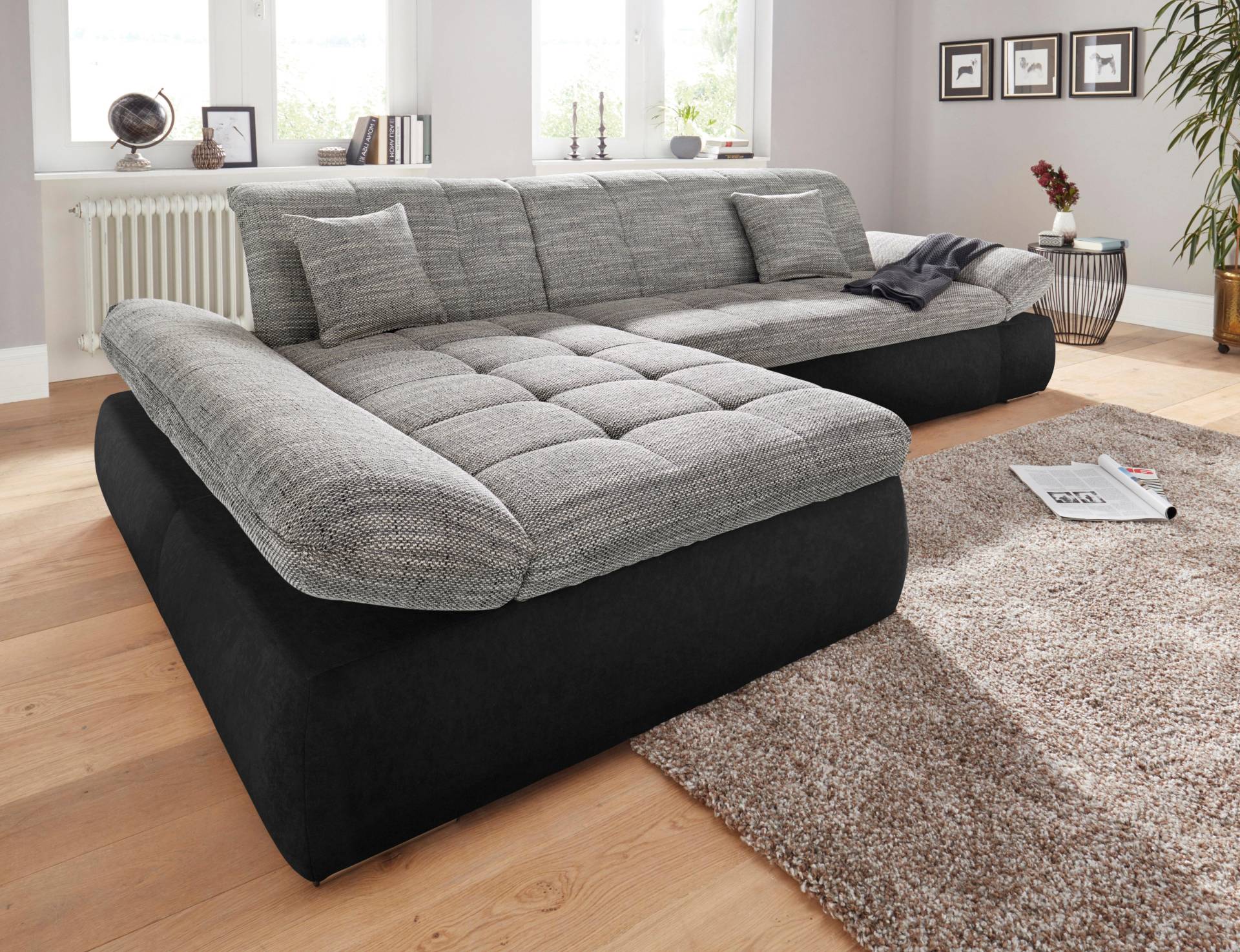 DOMO collection Ecksofa »PB Moric wahlweise mit Bettfunktion + Armteilverstellung, Schlafsofa«, im XXL-Format, B/T/H:300/172/80 cm, feine Steppung von DOMO collection