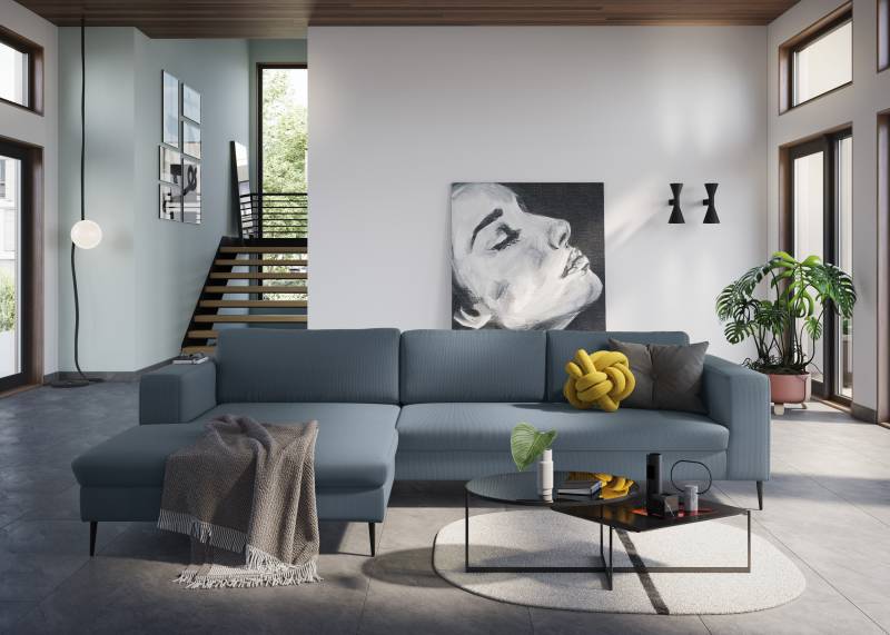 DOMO collection Ecksofa »Modica, zeitlos und elegant, L-Form«, moderne Optik mit extrabreiter Recamiere, auch in Cord von DOMO collection