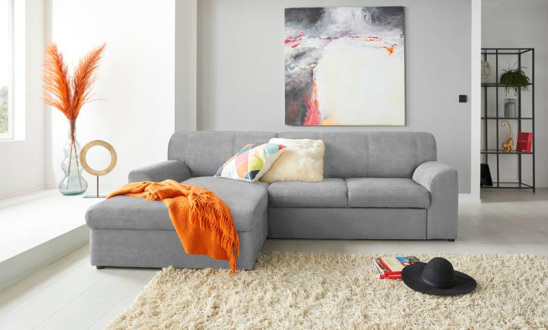 DOMO collection Ecksofa »Topper, elegant und zeitlos, kompaktes Stellmass 245/155cm, L-Form«, mit Recamiere, wahlweise mit Schlaffunktion von DOMO collection