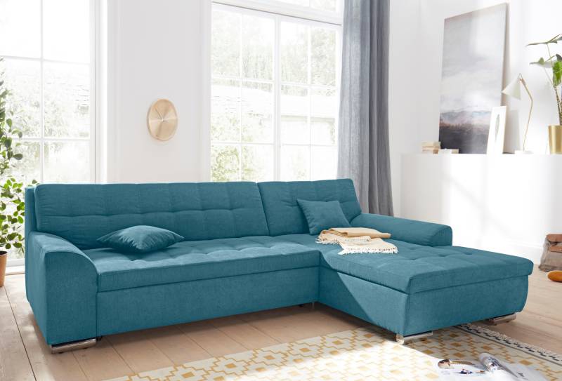 DOMO collection Ecksofa »Aversa, moderne Steppung im Sitz und Rücken, geschwungene Armlehnen,«, L-Form, wahlweise mit Bettfunktion von DOMO collection