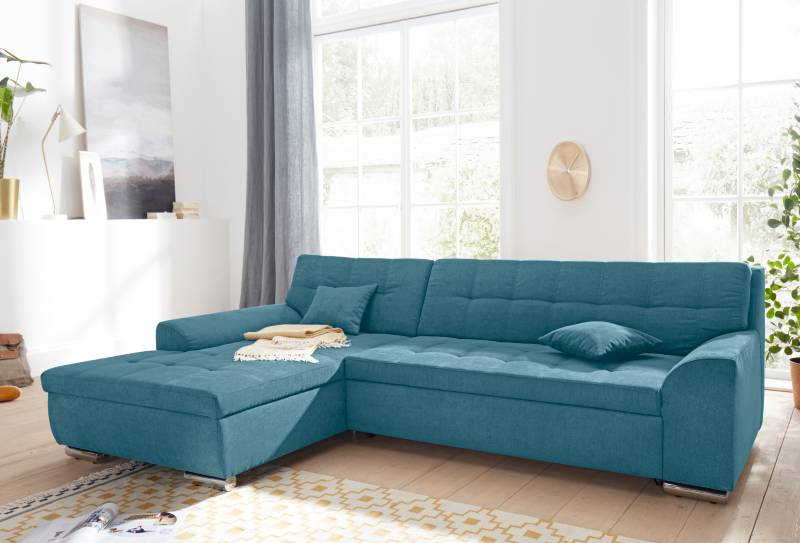 DOMO collection Ecksofa »Aversa, moderne Steppung im Sitz und Rücken, geschwungene Armlehnen,«, L-Form, wahlweise mit Bettfunktion von DOMO collection