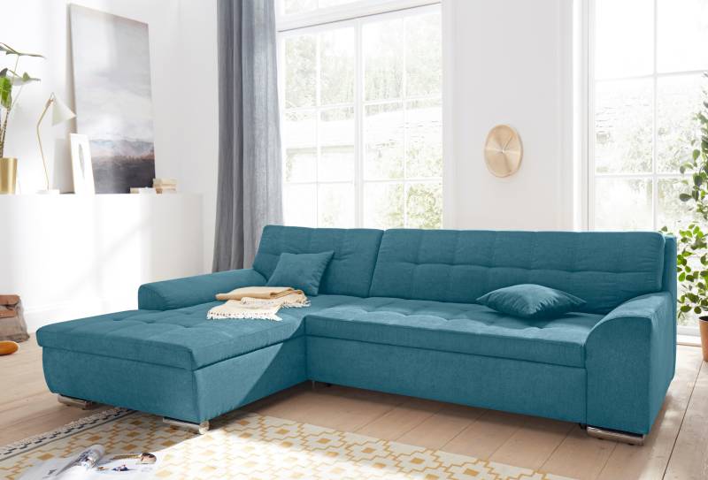 DOMO collection Ecksofa »Aversa, moderne Steppung im Sitz und Rücken, geschwungene Armlehnen,«, L-Form, wahlweise mit Bettfunktion von DOMO collection