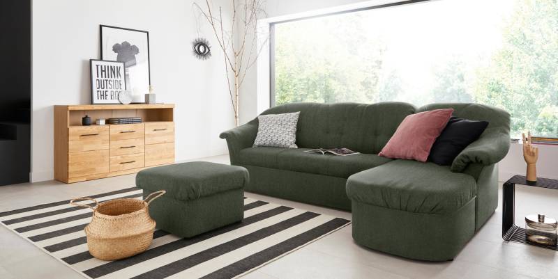DOMO collection Ecksofa »Pegnitz, elegante Rückensteppung, kompakte Stellmasse 238/141cm, L-Form«, wahlweise mit Bettfunktion von DOMO collection