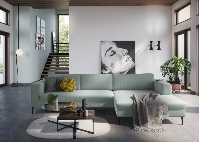 DOMO collection Ecksofa »Modica, zeitlos und elegant, L-Form«, moderne Optik mit extrabreiter Recamiere, auch in Cord von DOMO collection