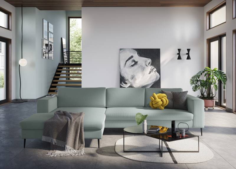DOMO collection Ecksofa »Modica, zeitlos und elegant, L-Form«, moderne Optik mit extrabreiter Recamiere, auch in Cord von DOMO collection