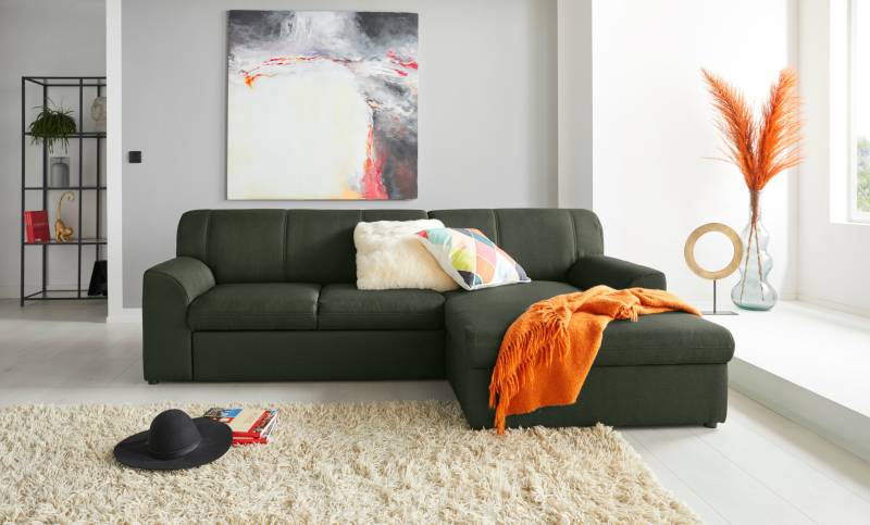 DOMO collection Ecksofa »Topper, elegant und zeitlos, kompaktes Stellmass 245/155cm, L-Form«, mit Recamiere, wahlweise mit Schlaffunktion von DOMO collection
