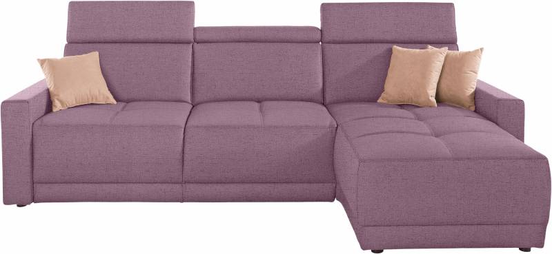 DOMO collection Ecksofa »Ava mit moderner Sitzheftung & toller Doppelnaht, komfortabel, L-Form«, mit Recamiere, inkl. Federkern, wahlweise mit Kopfteilverstellungen von DOMO collection