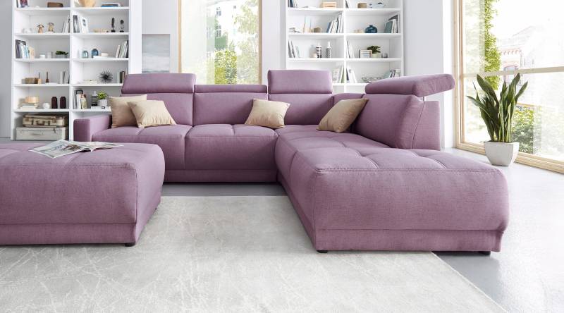 DOMO collection Ecksofa »Ava, moderne Sitzheftung mit toller Doppelnaht, komfortabel, L-Form«, mit Ottomane, inkl. Federkern, wahlweise mit Kopfteilverstellungen von DOMO collection