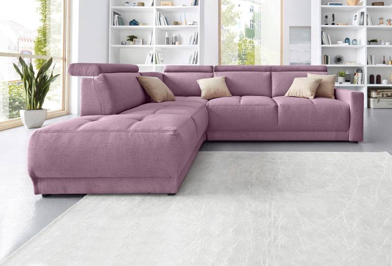 DOMO collection Ecksofa »Ava, moderne Sitzheftung mit toller Doppelnaht, komfortabel, L-Form«, mit Ottomane, inkl. Federkern, wahlweise mit Kopfteilverstellungen von DOMO collection