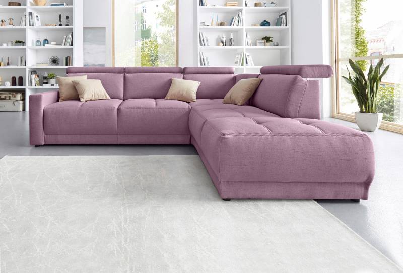 DOMO collection Ecksofa »Ava, moderne Sitzheftung mit toller Doppelnaht, komfortabel, L-Form«, mit Ottomane, inkl. Federkern, wahlweise mit Kopfteilverstellungen von DOMO collection