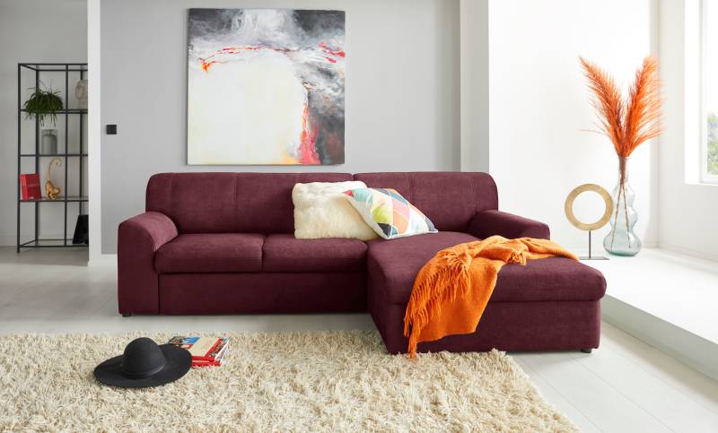 DOMO collection Ecksofa »Topper, elegant und zeitlos, kompaktes Stellmass 245/155cm, L-Form«, mit Recamiere, wahlweise mit Schlaffunktion von DOMO collection