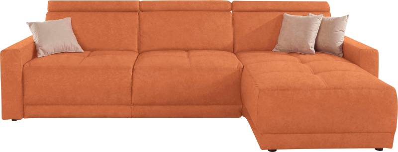 DOMO collection Ecksofa »Ava mit moderner Sitzheftung & toller Doppelnaht, komfortabel, L-Form«, mit Recamiere, inkl. Federkern, wahlweise mit Kopfteilverstellungen von DOMO collection