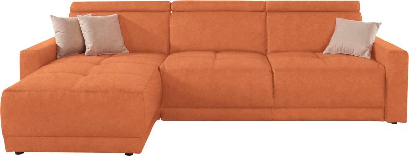 DOMO collection Ecksofa »Ava mit moderner Sitzheftung & toller Doppelnaht, komfortabel, L-Form«, mit Recamiere, inkl. Federkern, wahlweise mit Kopfteilverstellungen von DOMO collection