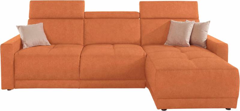 DOMO collection Ecksofa »Ava mit moderner Sitzheftung & toller Doppelnaht, komfortabel, L-Form«, mit Recamiere, inkl. Federkern, wahlweise mit Kopfteilverstellungen von DOMO collection