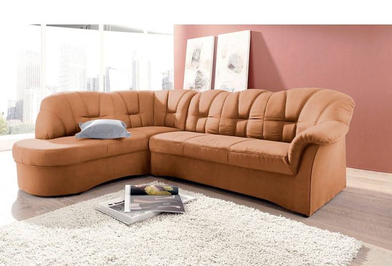 DOMO collection Ecksofa »Papenburg, zeitlose Rückensteppung, elegante Armlehne, L-Form«, mit Ottomane, wahlweise mit Bettfunktion von DOMO collection