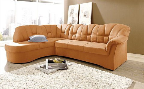 DOMO collection Ecksofa »Papenburg, zeitlose Rückensteppung, elegante Armlehne, L-Form«, mit Ottomane, wahlweise mit Bettfunktion von DOMO collection