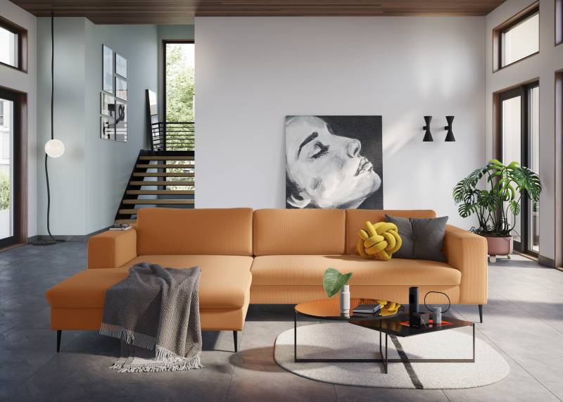 DOMO collection Ecksofa »Modica, zeitlos und elegant, L-Form«, moderne Optik mit extrabreiter Recamiere, auch in Cord von DOMO collection