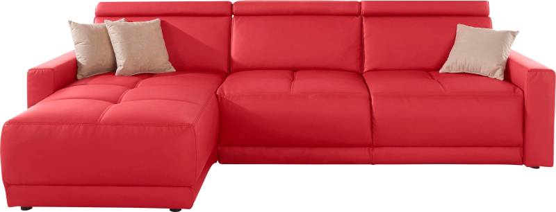 DOMO collection Ecksofa »Ava mit moderner Sitzheftung & toller Doppelnaht, komfortabel, L-Form«, mit Recamiere, inkl. Federkern, wahlweise mit Kopfteilverstellungen von DOMO collection