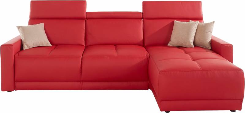 DOMO collection Ecksofa »Ava mit moderner Sitzheftung & toller Doppelnaht, komfortabel, L-Form«, mit Recamiere, inkl. Federkern, wahlweise mit Kopfteilverstellungen von DOMO collection