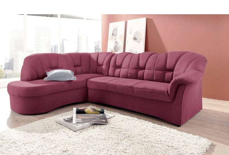 DOMO collection Ecksofa »Papenburg, zeitlose Rückensteppung, elegante Armlehne, L-Form«, mit Ottomane, wahlweise mit Bettfunktion von DOMO collection