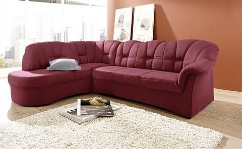 DOMO collection Ecksofa »Papenburg, zeitlose Rückensteppung, elegante Armlehne, L-Form«, mit Ottomane, wahlweise mit Bettfunktion von DOMO collection