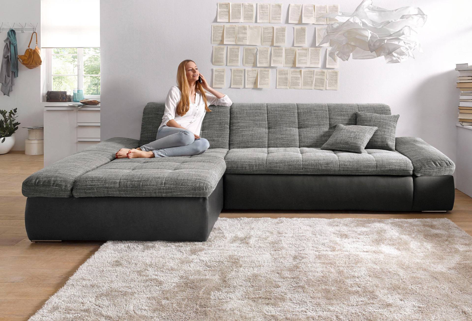 DOMO collection Ecksofa »Moric Schlafsofa B/T/H 300/172/80 cm, viele Bezugsarten, auch in Cord«, XXL-Format, wahlweise auch mit Bettfunktion und Armverstellung von DOMO collection