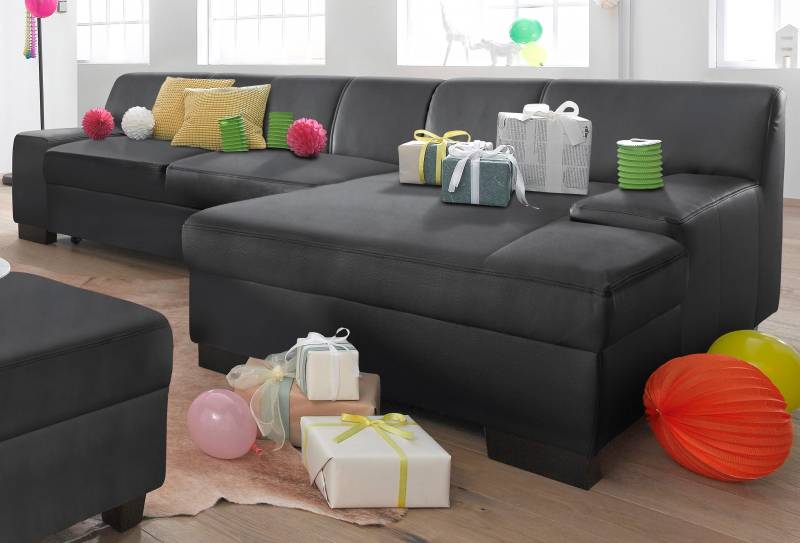 DOMO collection Ecksofa »Norma, elegant und modern, mit flachen Armlehnen, L-Form«, wahlweise mit Bettfunktion von DOMO collection