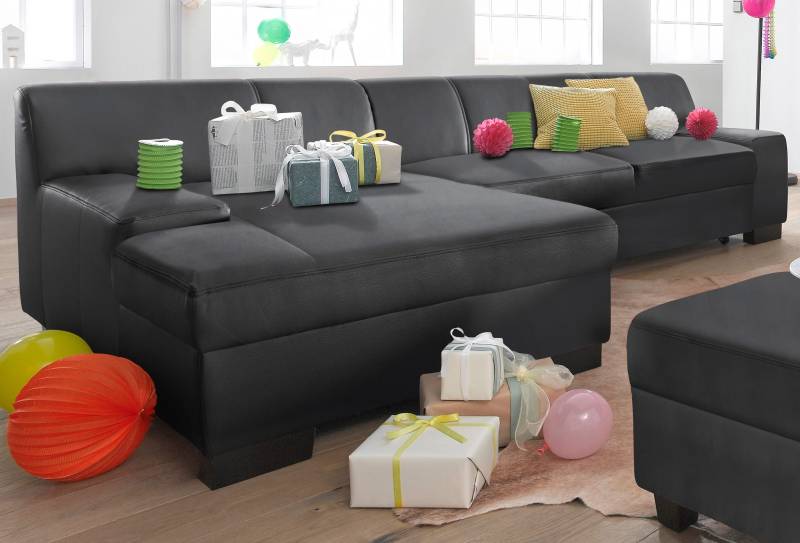 DOMO collection Ecksofa »Norma, elegant und modern, mit flachen Armlehnen, L-Form«, wahlweise mit Bettfunktion von DOMO collection