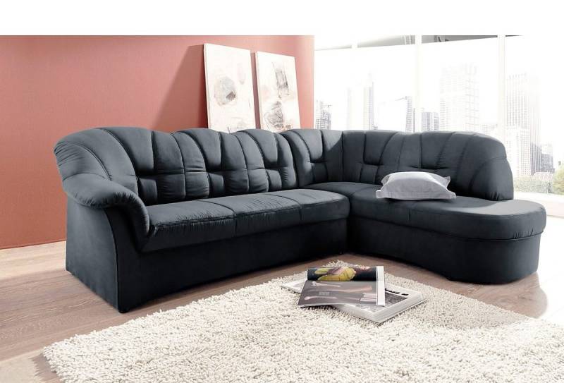 DOMO collection Ecksofa »Papenburg, zeitlose Rückensteppung, elegante Armlehne, L-Form«, mit Ottomane, wahlweise mit Bettfunktion von DOMO collection