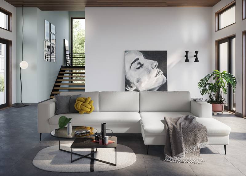 DOMO collection Ecksofa »Modica, zeitlos und elegant, L-Form«, moderne Optik mit extrabreiter Recamiere, auch in Cord von DOMO collection