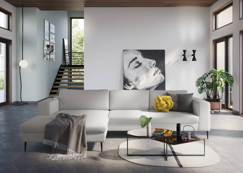 DOMO collection Ecksofa »Modica, zeitlos und elegant, L-Form«, moderne Optik mit extrabreiter Recamiere, auch in Cord von DOMO collection